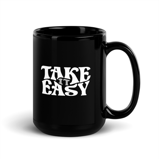 Take it Easy — Black Glossy Mug. (15oz)