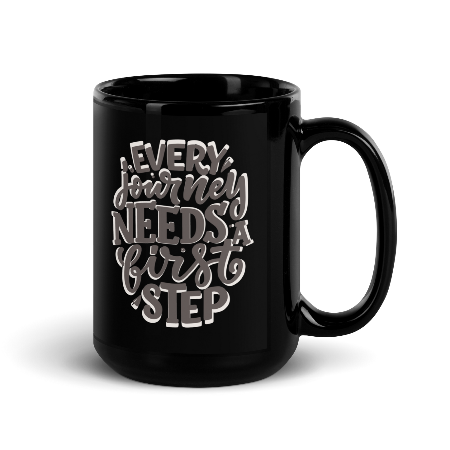 Every Journey — Black Glossy Mug (15oz)