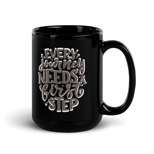 Every Journey — Black Glossy Mug (15oz)